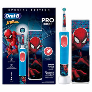 Oral-B Vitality Pro Kids Spiderman Kinder-Rotations- und Pulsationszahnbürste Blau, Rot