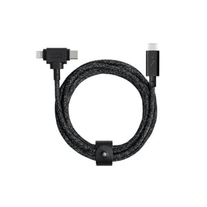 Native Union Belt Duo Pro Phone Cable, Black, 1.5 m, USB-C to USB-C/Lightning