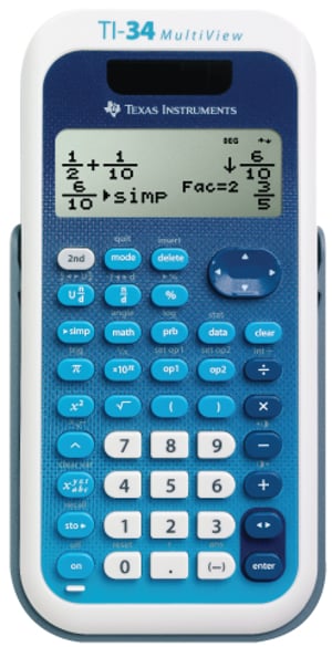 Texas Instruments TI-34 MultiView Pocket Scientific Calculator, Blue, White