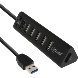 InLine 66763 huby i koncentratory USB 3.2 Gen 1 (3.1 Gen 1) Type-A 5000 Mbit/s Czarny
