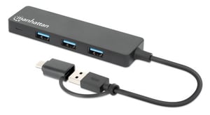 Manhattan 180863 USB 3.2 Gen 1 (3.1 Gen 1) Type-A + Type-C-hubbar och koncentratorer, 5000 Mbit/s, svart