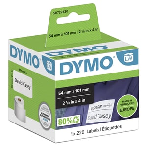 DYMO Original große Transport-/Identifikationsetiketten für LabelWriter | 54 mm x 101 mm | Selbstklebend | 220 leicht ablösbare Etiketten pro Rolle | Für LabelWriter-Etikettendrucker