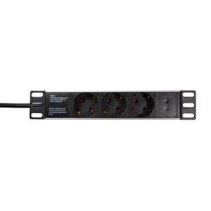LogiLink PDU3B01 strömfördelare (PDU) med 3 nätuttag, 1U, svart