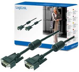 LogiLink VGA, M/M, 10 m VGA-kabel (D-Sub), svart
