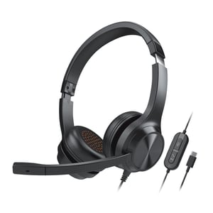 Creative Labs Chat USB Wired Headset with Headband for Office/Call Center, USB Type-C, Black