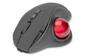 Digitus Ergonomisk trackball-mus, trådlös, röd 8D (knappar), 2,4 GHz, svart