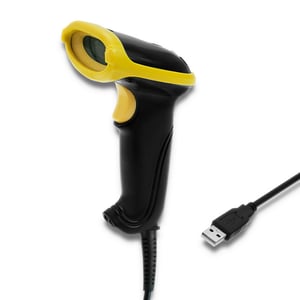 Qoltec 50867 Barcode Scanner Handheld 1D/2D Laser Barcode Scanner Black, Yellow