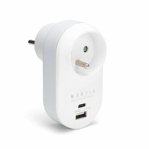 Montis Rozgałęźnik sieciowy pojedynczy z gniazdami USB A+C adapter zasilający/ inwentor 15,5 W Szary, Biały