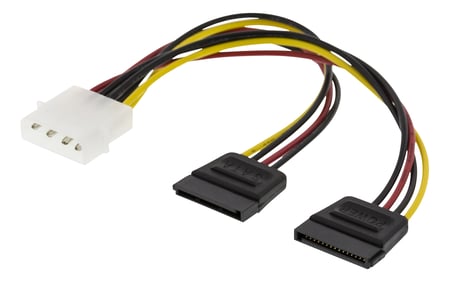 Deltaco 200003 kabel SATA 0,15 m SATA 15-pin Molex (4-pin) Żółty