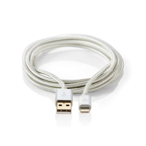 Nedis CCTB39300AL30 telefonkabel i aluminium, 3 m, USB A till Lightning