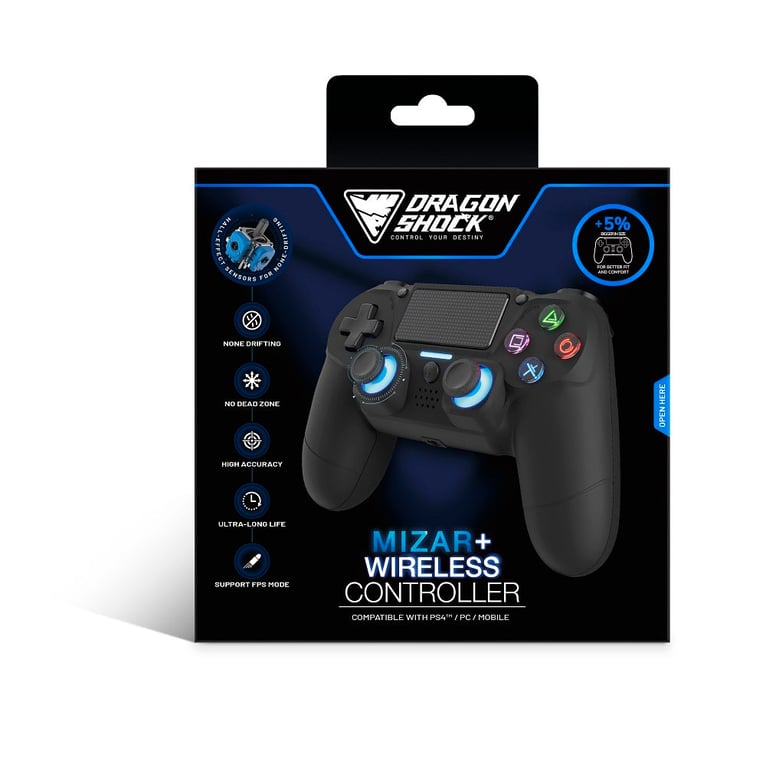 Dragonshock Mizar+ Czarny Bluetooth Gamepad Analogowa/Cyfrowa PC, PlayStation 4, Android
