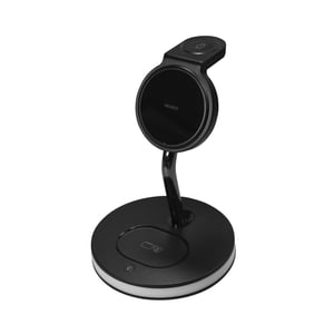 Deltaco QI-1041 ładowarka do urządzeń przenośnych Zestaw słuchawkowy, Smartfon, Smartwatch, Oglądaj Czarny USB Bezprzewodowe ładowanie Wewnętrzna