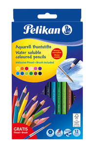 Pelikan 700672 Buntstift Schwarz, Blau, Braun, Grün, Hellblau, Hellgrün, Orange, Pfirsich, Rosa, Rot, Violett, Gelb 12 Stück.