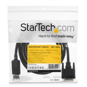 StarTech DP2DVI2MM6 adapter kablowy 1,8 m DisplayPort DVI-D Czarny