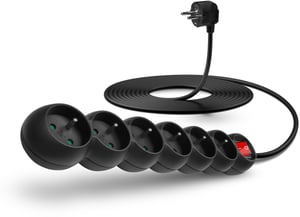 Connect IT CES-0999-BK 5 m Power Strip with 6 Outlets, Indoor, Black