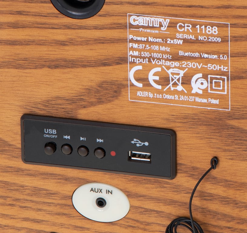 Camry Premium CR 1188 radio Osobisty Analogowy Czarny, Biały, Drewno