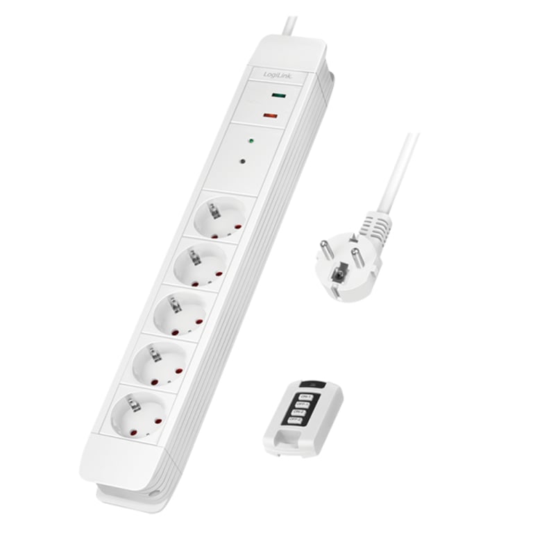 LogiLink LPS402 rozgałęziacz 1,5 m 5 x gniazdo sieciowe Wewnętrzna Biały