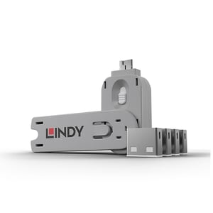 Lindy 40454 Port Blocker Port Lock + Type-A USB Key White Acrylonitrile Butadiene Styrene (ABS) Copolymer 5 pcs.