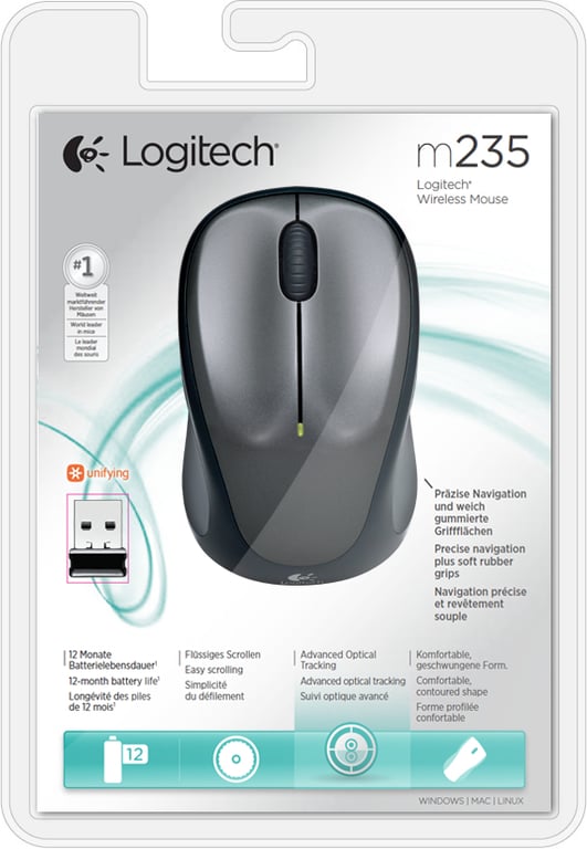 Logitech 910-002201 myszka Biuro Oburęczny RF Wireless Optyczny 1000 DPI