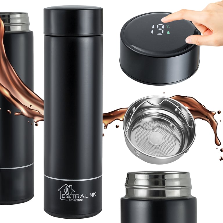 Extralink Kubek termiczny Smart Travel Mug Czarny Termos z wyświetlaczem LED