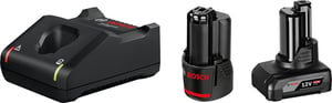 Bosch 1 x GBA 12 V 2,0 Ah + 1 x GBA 12 V 4,0 Ah + GAL 12 V-40 Professionelles Ladegerät Akku für den Hausgebrauch Wechselstrom