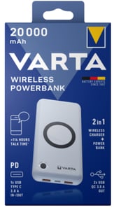 Varta 57909 101 111 Power Bank Lithium-Polymer (LiPo) 20,000 mAh Wireless Charging White