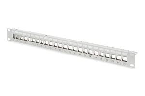 Digitus Modulares 19"-Patchfeld (Patch Panel) 24x Keystone, abgeschirmt, 1U, grau, Kabelführung, Beschriftungsfelder