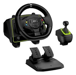 Genius SpeedMaster X2 Black, Green USB Steering Wheel + Pedals for PC, PlayStation 4, PlayStation 3, Xbox 360, Xbox One, Xbox Series X