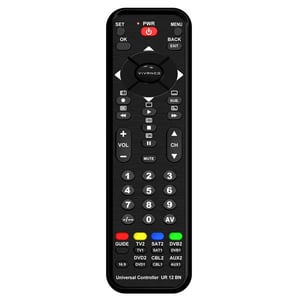 Vivanco UR 12 BN fjärrkontroll för CD/MD, DVD/Blu-ray, SAT, TV, TV-digitalbox, videobandspelare Tryck på knapparna