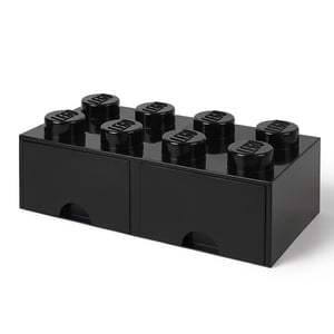 LEGO Brick Drawer (8 Knobs) Schwarz – Freistehende Aufbewahrungsbox für Spielzeug, schwarz