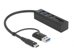 DeLOCK 3 porty USB 3.2 Gen 1 Hub + SD i czytnik kart Micro SD ze złączem USB Type-C lub USB Typ-A