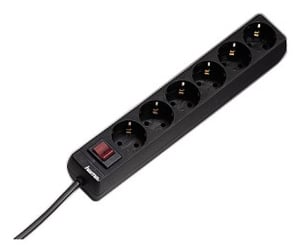 Hama 00030394 Surge Protector, Black, 6 x 230 V Power Outlets, 1.4 m