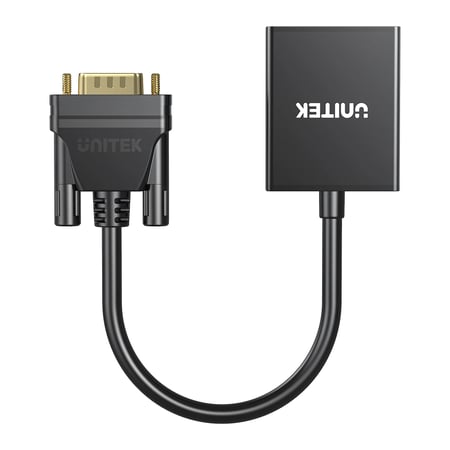 UNITEK V1112ABK01 adapter kablowy 0,18 m VGA (D-Sub) HDMI Czarny