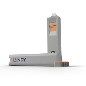 Lindy 40428 Port Blocker USB Type-C Port Lock Key, Gray, Orange, 4-pack