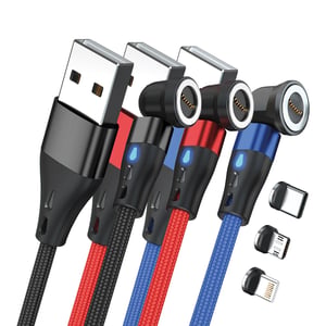 RealPower MagneticCharge3 USB Cable, 1 m, USB-A, Black, Blue, Red