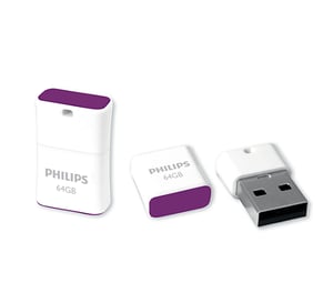 Philips FM64FD85B/00 64 GB USB Flash Drive, USB Type-A 2.0, Purple, White