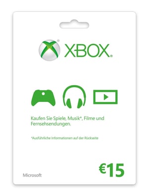 Microsoft Xbox LIVE Gift Card 15€ Gry video Karta podarunkowa