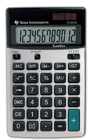 Texas Instruments TI-5018 SV Desktop Calculator Basic Calculator Black, Silver