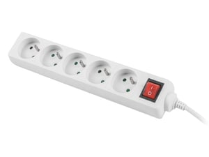 Lanberg PS1-05E-0300-W grenuttag 3 m 5 x nätuttag Inomhus/Utomhus Vit