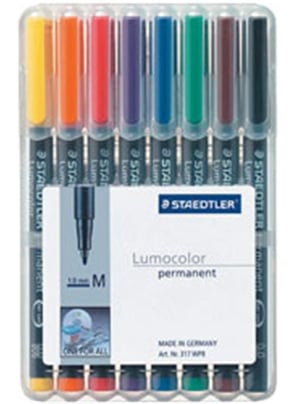 Staedtler 317 WP8 Permanent Marker: Black, Blue, Brown, Green, Orange, Red, Purple, Yellow (8-pack)