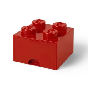 LEGO Brick Drawer (4 Knobs) Bright Red Spielzeugaufbewahrungsbox, freistehend, rot