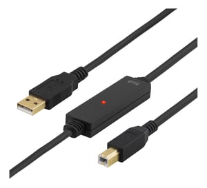 Deltaco USB-EX10M kabel USB USB 2.0 10 m USB A USB B Czarny