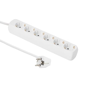 Microconnect GRU0063WA 3 m langer Verteiler mit 6 Netzanschlüssen, weiß