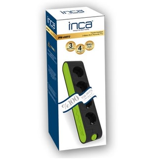 Inca IPW-44YS3 Czarny, Zielony 4 x gniazdo sieciowe 250 V 3 m