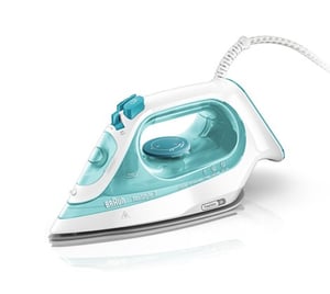 Braun TexStyle 3 SI3041GR Steam Iron, Ceramic Soleplate, 2350 W, Turquoise, White