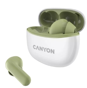 Canyon CNS-TWS5GR Kopfhörer/Headset – kabellos, In-Ear, für Telefonate/Musik/Sport/Alltag, USB Typ C, Bluetooth, grün, weiß