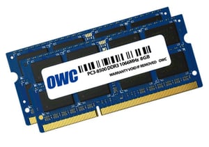 OWC 2x 8 GB, PC8500, DDR3, 1066 MHz minnesmodul 16 GB 2 x 8 GB 204-stifts SO-DIMM