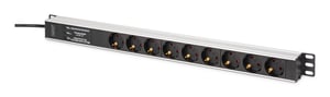 Digitus DN-95438 PDU-Stromverteiler mit 9 Netzwerkanschlüssen, 1U, Schwarz, Silber