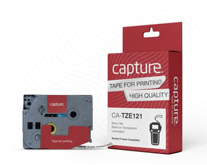 Capture CA-TZE121 Etikettierbänder, schwarz auf transparent