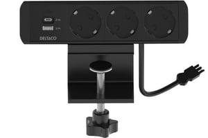 Deltaco 1902241 3-outlet power strip, indoor, black